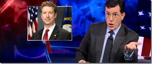 Rand Paul and Stephen Colbert