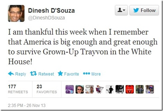 Dinesh D’Souza  tweet Obama Trayvon