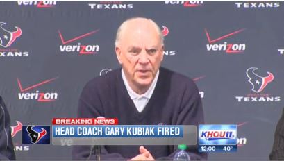 Gary Kubiak Texans Head Coach Fired