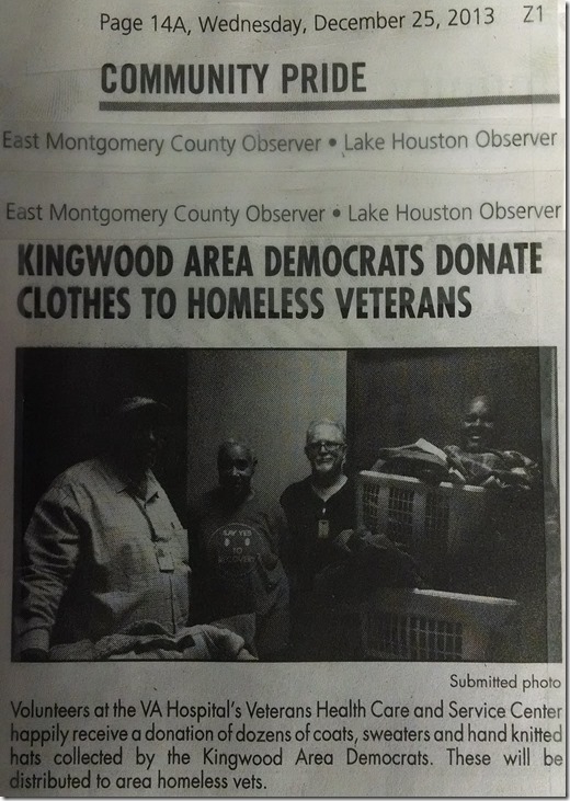 Homeless Veterans Kingwood Area Democrats