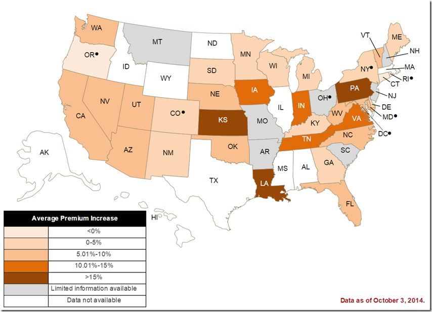 Obamacare map insurance rates