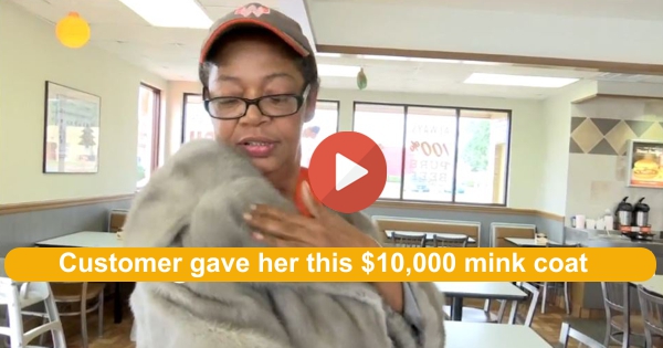 Nice gesture - Customer gives fast food worker her 10,000 mink coat off her back 2