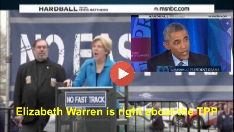 Elizabeth Warren President Obama TPP Trans Pacific Partnership