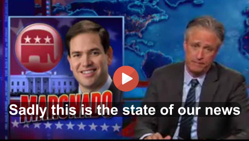 Jon Stewart makes fun of Marco Rubio & Hillary Clinton news coverage