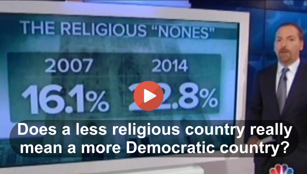 Does a less religious country really mean a more Democratic country