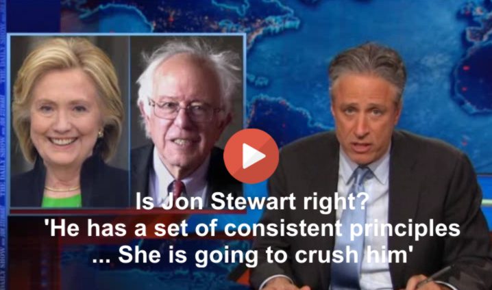 Jon Stewart Bernie Sanders Hillary Clinton 2