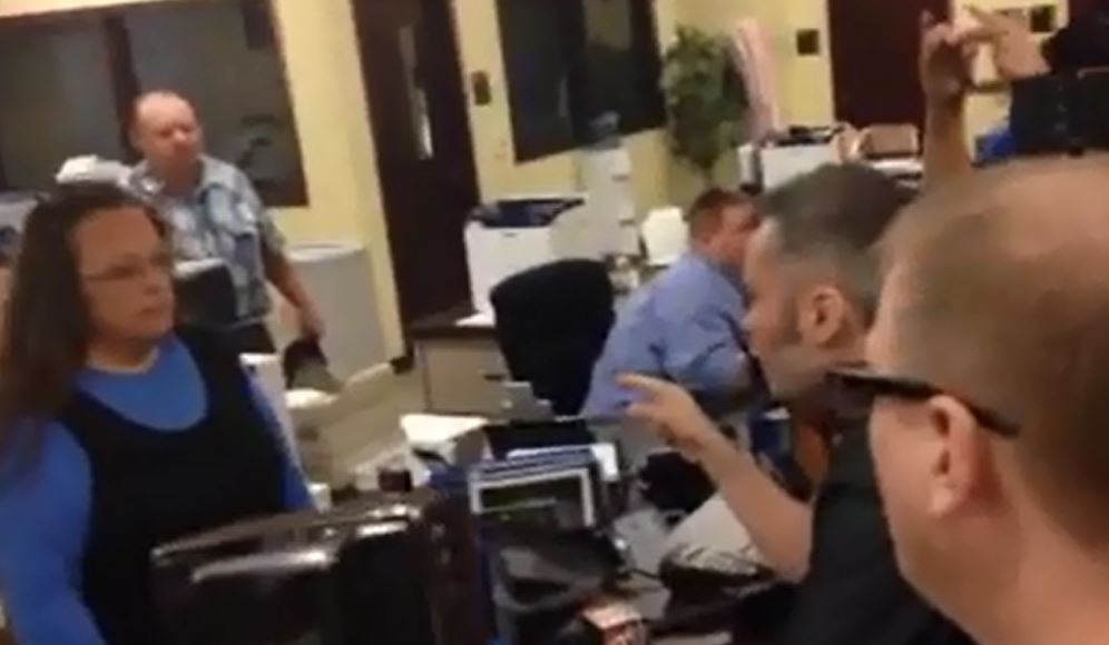 Kentucky Clerk refused in a heated verbal exchange to give gay couple marriage license after Supreme Court ruling.