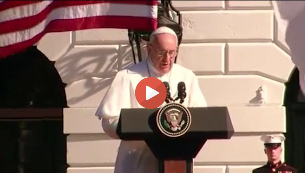Pope Francis speecj at the White House with President Obama
