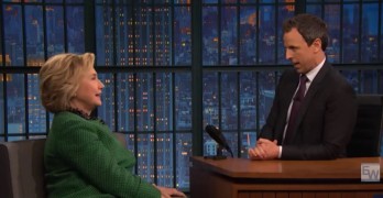 Hillary Clinton tells Seth Meyers that Donald Trump no longer funny but dangerous (VIDEO)