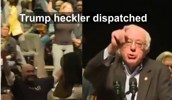 Bernie Sanders dispatches a Donald Trump heckler at University of Massachusetts Amherst UMass