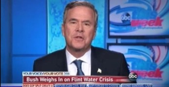 Jeb Bush praises Michigan governor for 'taken responsibility' amid water crisis.