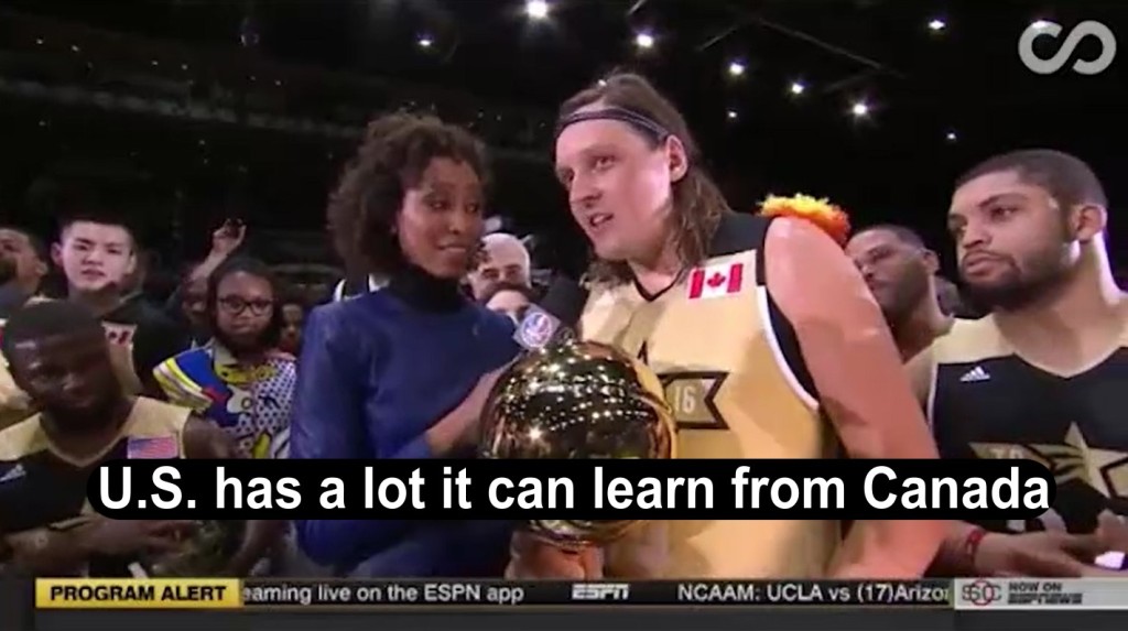 ESPN cutoff MVP of celebrity NBA game for saying U.S. can learn from Canada