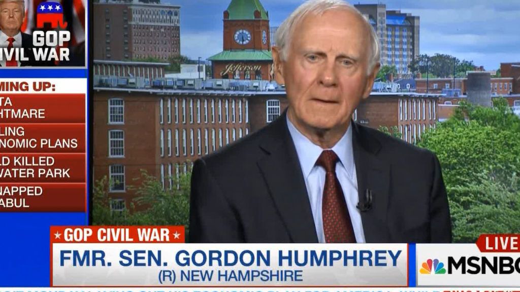 Former Republican Senator Gordon Humphrey calls on RNC to revoke Donald Trump's Presidential candidacy (VIDEO)