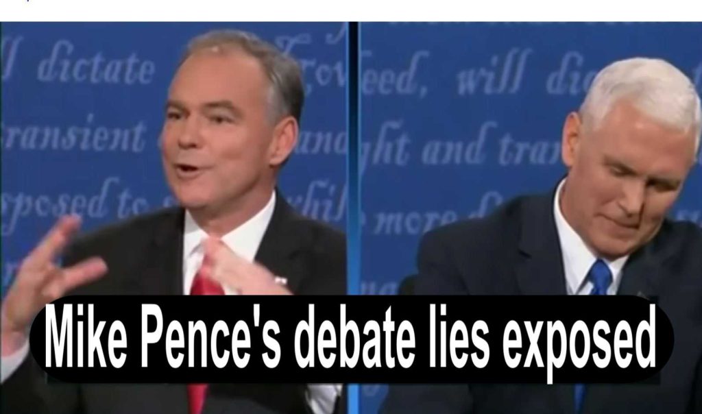 Mike Pence vice presidential debate lies fact checked with video evidence (VIDEO)