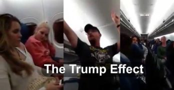 Airline Passenger calls women aboard Hillary Bitches as he hailed Trump.