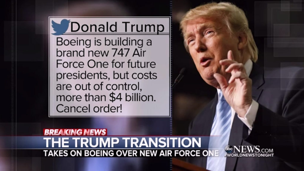 ABC World News Tonight scrutinizes Trump's Boeing tweet and Carrier deal. About time (VIDEO)