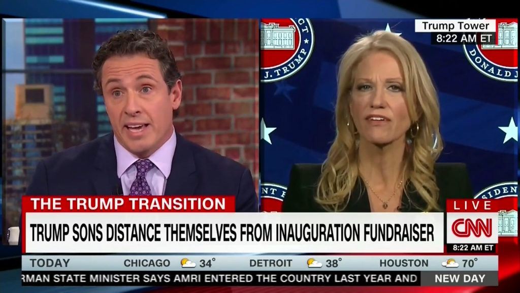 CNN Chris Cuomo grills Kellyanne Conway for Trump boys selling access for millions (VIDEO)