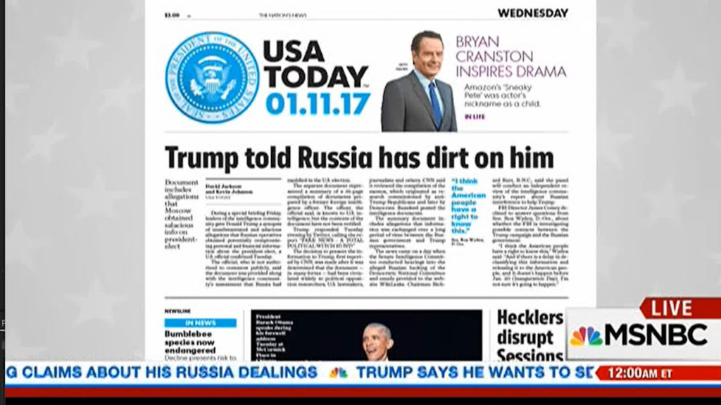 USA Today - Trump told Russia has dirt on him (VIDEO)