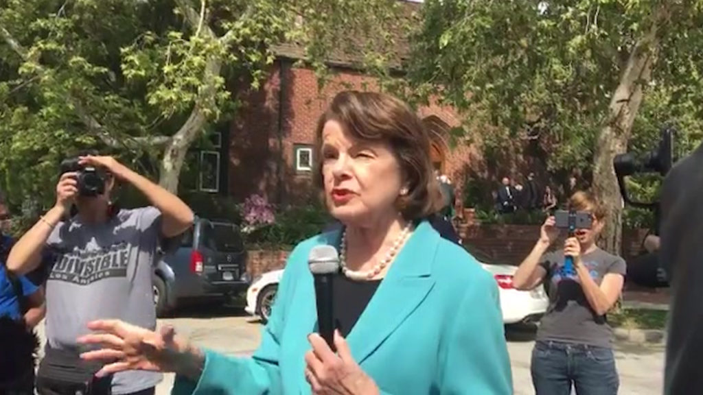 Senator Feinstein implies Trump may have to resign in Q&A with constituents