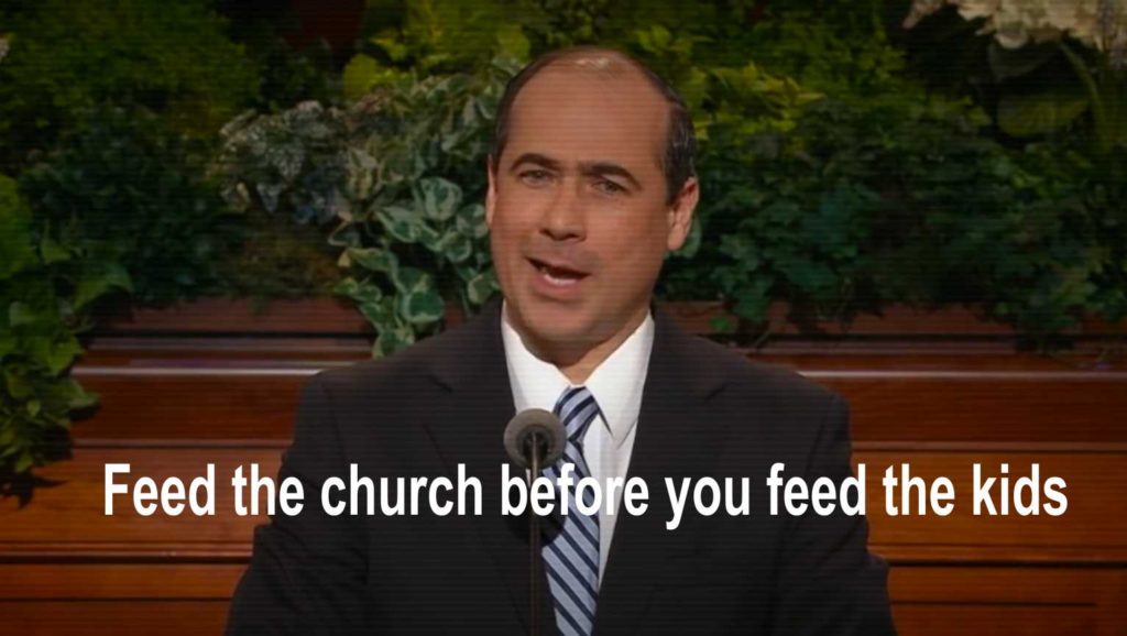 Mormon elder speaks in support tithing to church over ones starving kids (VIDEO)