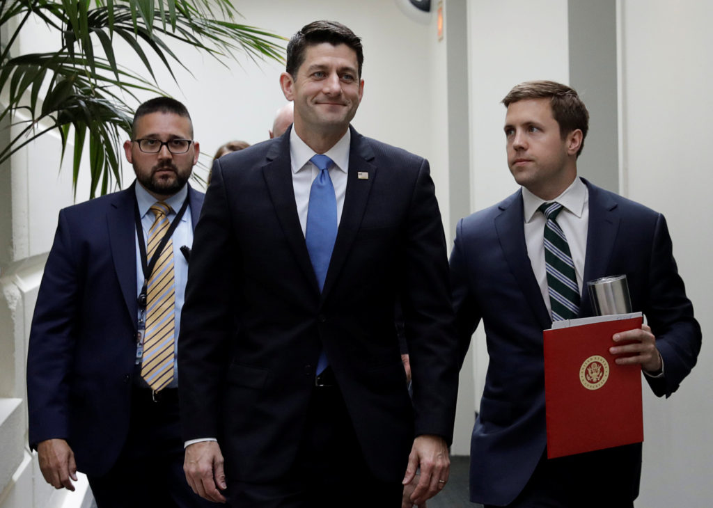 Speaker Ryan departs meeting at U.S. Capitol in Washington