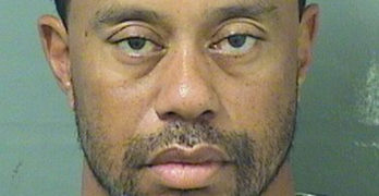 Tiger Woods appears in a booking photo released by Palm Beach County Sheriff's Office in Palm Beach