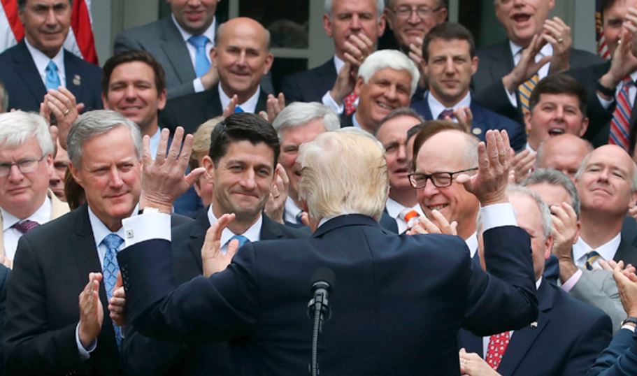 Republicans celebrating on White House lawn