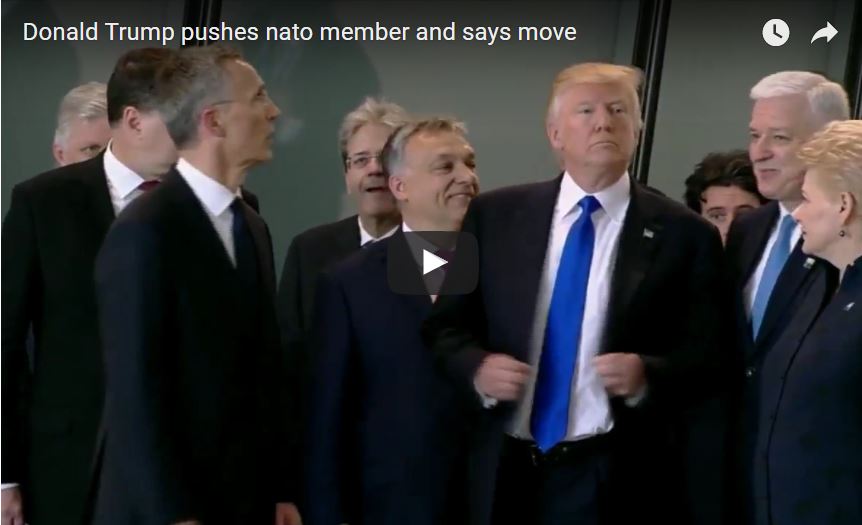 SHAMEFUL Trump, like an elementary school bully shoves NATO official (VIDEO)