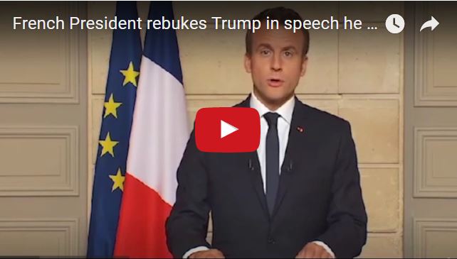 French President rebuked Trump in speech he gives in English