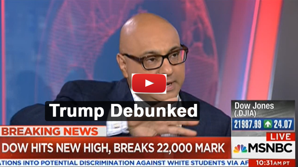 MSNBC Ali Velshi debunks the notion that Trump responsible for stock market rise