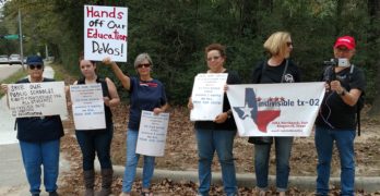 Betsy DeVos greeted by protesters as she visits Houston Area High School (VIDEO)
