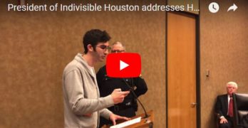 Indivisible Houston Questions Harris County Commissioner’s Court Over “Damning” Report on Hurricane Harvey at Public Hearing