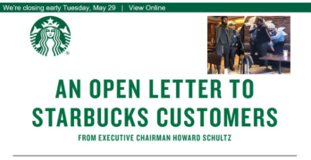 Starbucks Letter header on closing