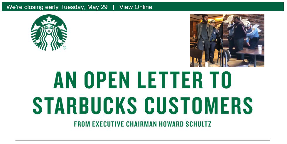 Starbucks Letter header on closing