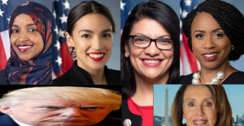 The Squad (Ilhan Omar, Alexandria Ocasio-Cortez, Rashida Tlaib, Ayanna Pressley) Donald Trump, Nancy Pelosi