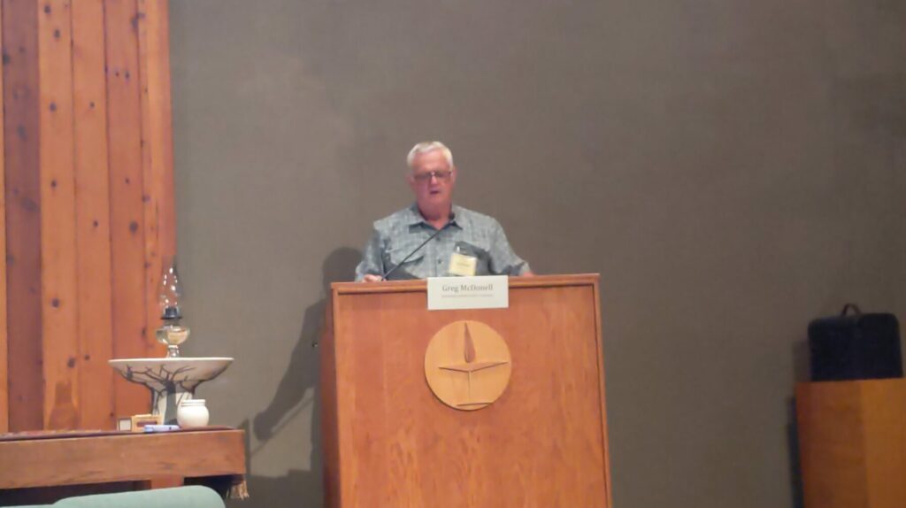 Northwoods Unitarian Universalist Sanctuary Project Coordinator Greg McDonell remarks