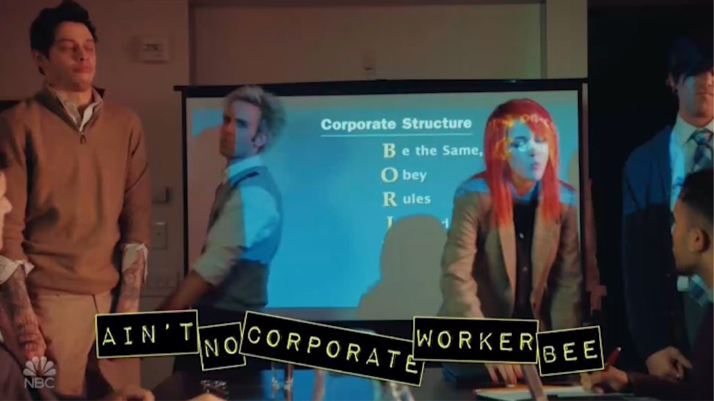 SNL skit illustrates corporate structure self-sustaining by preying on human flaws