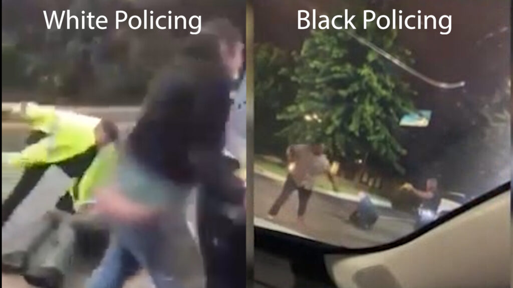 The difference between Black & White policing side by side in video. Guess who's shot dead.