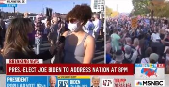 Trump Biden supporter's perfect response to a reporter asking if Trump concession is necessary.