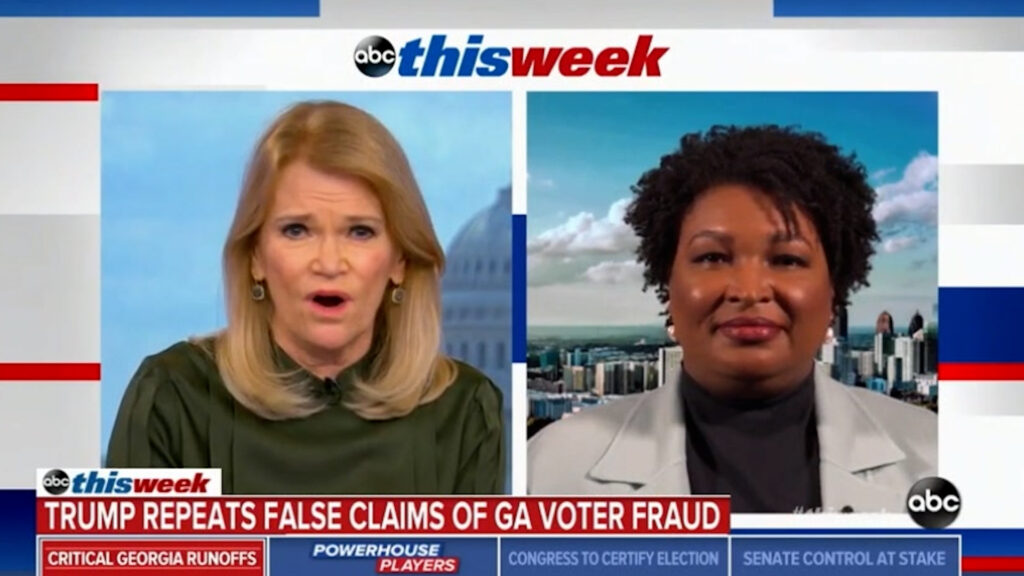A prepared Stacey Abrams laid waste to silly question host asked comparing her election to Trump's.