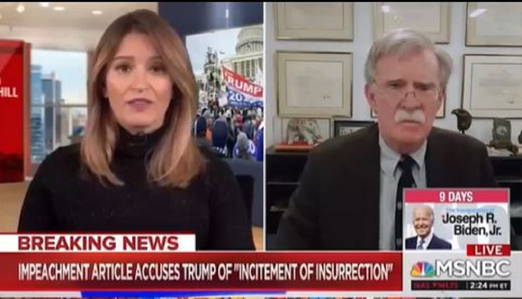 John Bolton - Katy Tur corners John Bolton - The lies & insurrection are not just Trump but Ted Cruz & others.