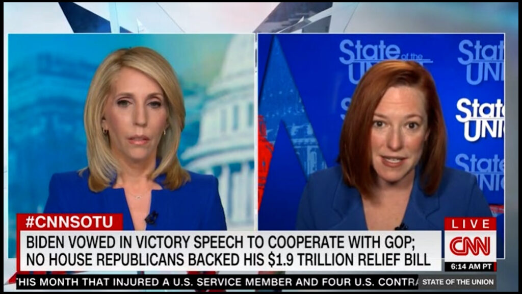 Jen Psaki squashes mainstream media attempt the Republican narrative on the COVID Relief Bill