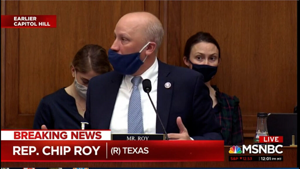 Racist Rep. Chip Roy (R-TX) evokes lynching at Anti-Asian American Violence hearing. "No Apologies"