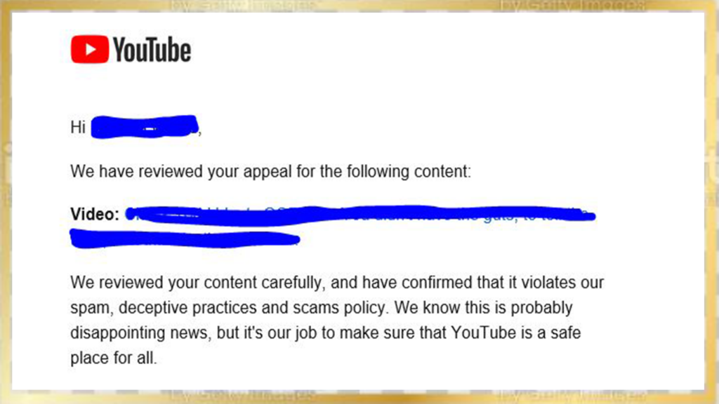 YouTube Your content violated YouTube’s Community Guidelines and has been removed 5.JPGCommunity Guidelines
