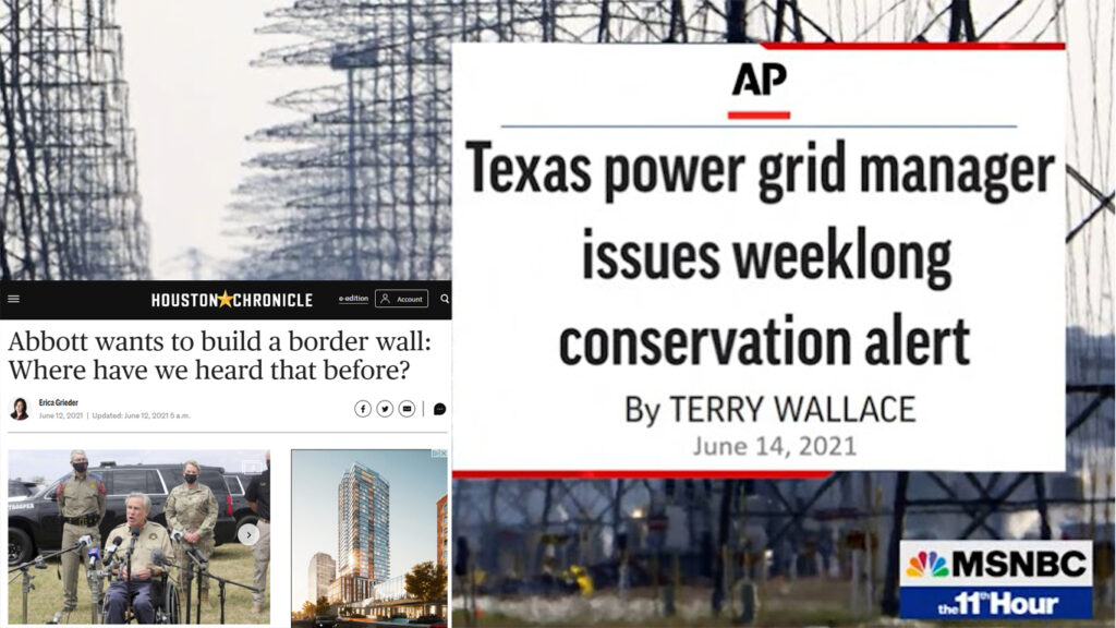 Texas Priorities! Gov. Abbott wants to build a wall but cannot keep the electricity on in Texas.