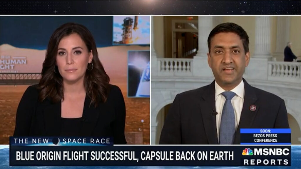 Rep. Ro Khanna justifiably slams the new billionaire space travel. Let's end our gullibility!