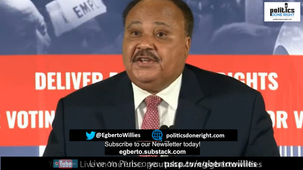 FIERY SPEECH: MLK III excoriated Sinema & Manchin for their voting rights filibuster hypocrisy
