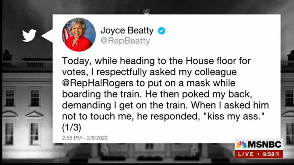 Irresponsible GOP Rep. Hal Rogers 'assaulted' Black Rep. Joyce Beatty: She asked him to wear a mask