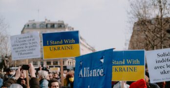 people on protest against war in ukraine