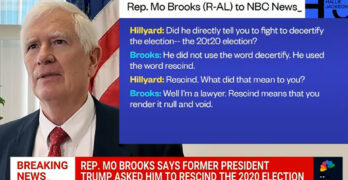 TRUMPIAN CIVIL WAR: Mo Brooks tells MSNBC Trump wanted him to be part of a coup in September 2021.